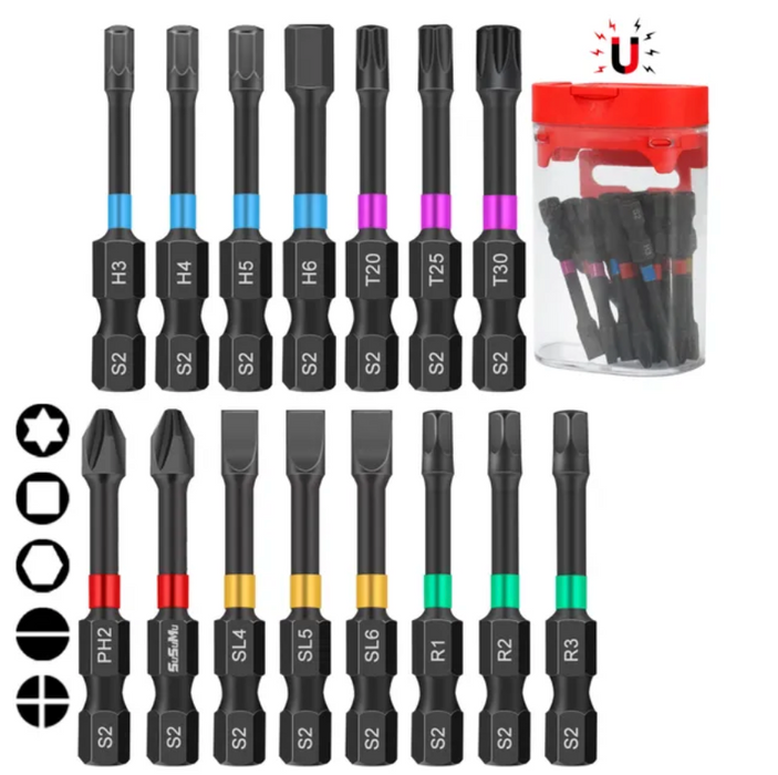 15 Pcs Pro-Grade Magnetic Screwdriver Hex Bit Set